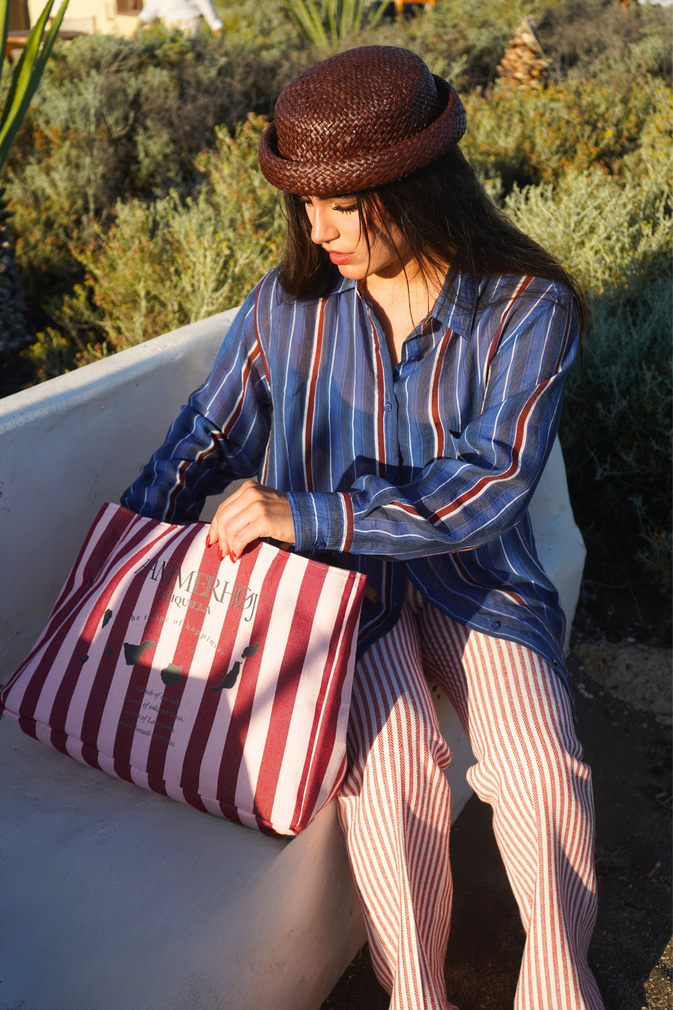 Bolso de Verano Rayas Rojas y Rosadas Valeria Hammerhøj