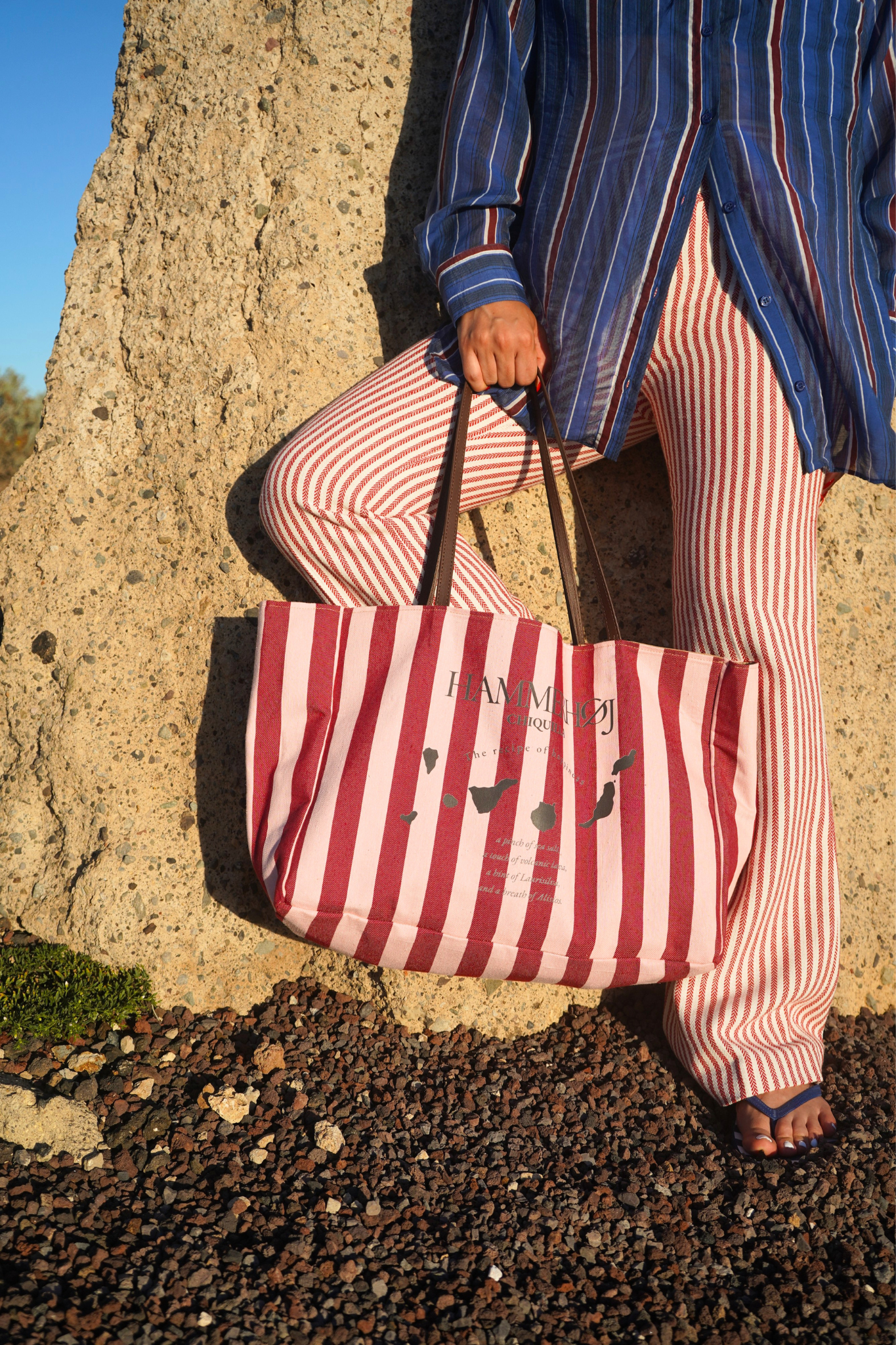 Bolso de Verano Rayas Rojas y Rosadas Valeria Hammerhøj