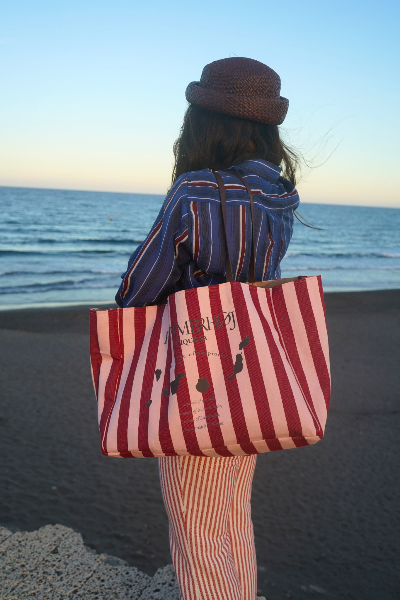 Bolso de Verano Rayas Rojas y Rosadas Valeria Hammerhøj