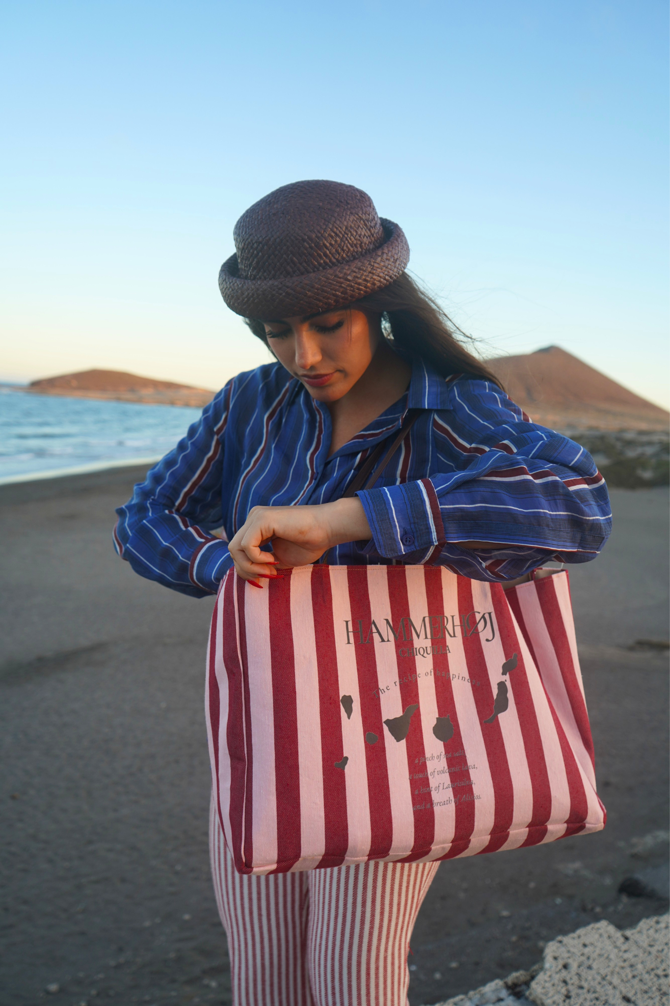 Bolso de Verano Rayas Rojas y Rosadas Valeria Hammerhøj